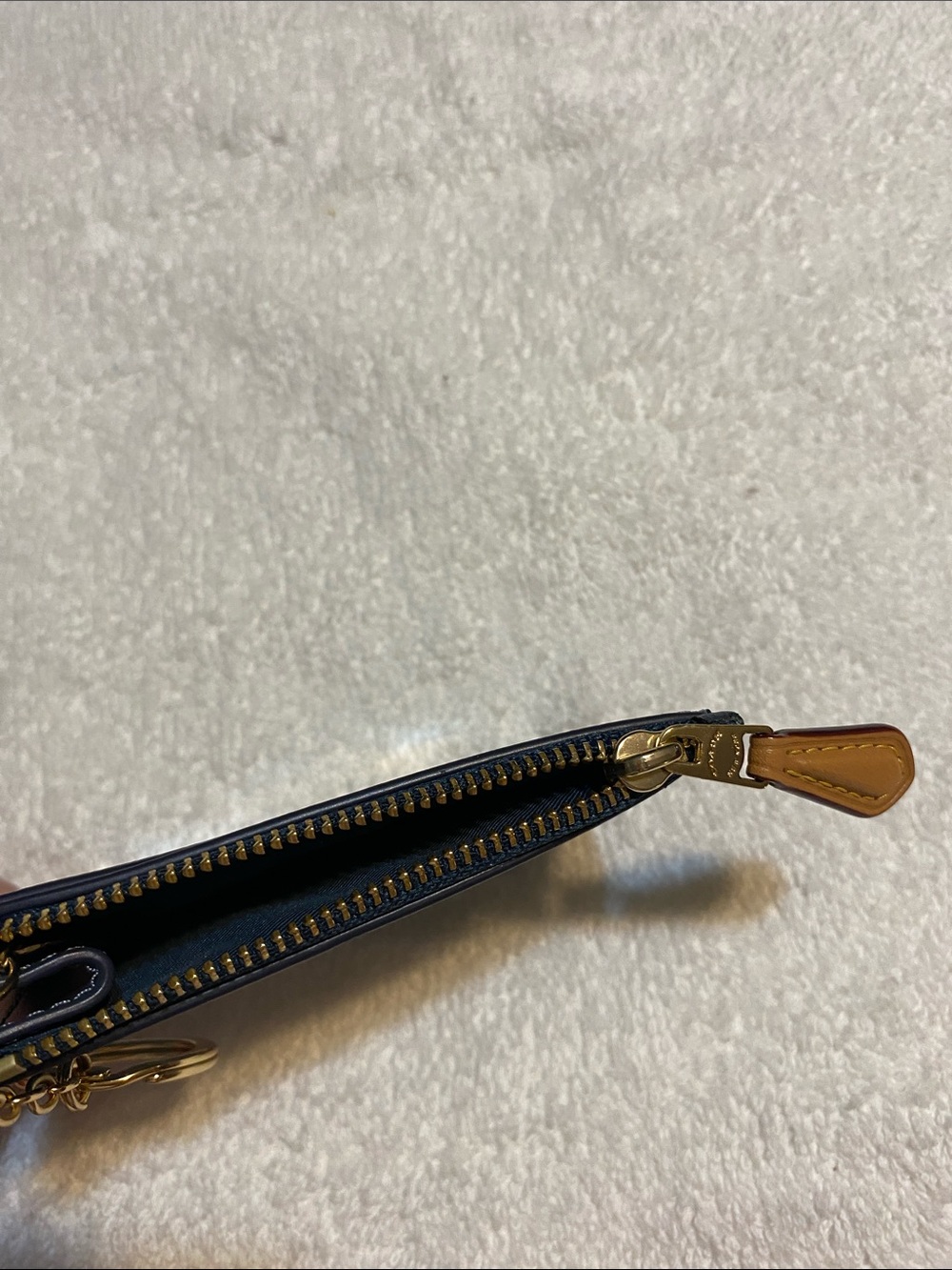 Coach Denim Monogram Card Case Keyring in Blue and Navy - Picture 4 of 6